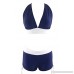 Century Star Women's Fashion Bikini Set Halter Neck Push Up Two Piece Swimsuit with Boyshort Navy Blue B07LCHYCZ5